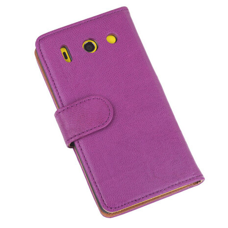 BestCases Lila Luxe Echt Lederen Booktype Hoesje voor Huawei Ascend G510