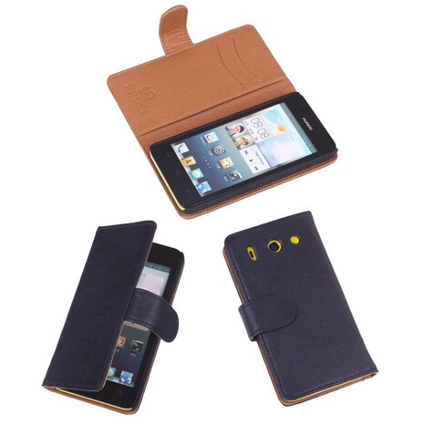 BestCases Navy Luxe Echt Lederen Booktype Hoesje Huawei Ascend G510