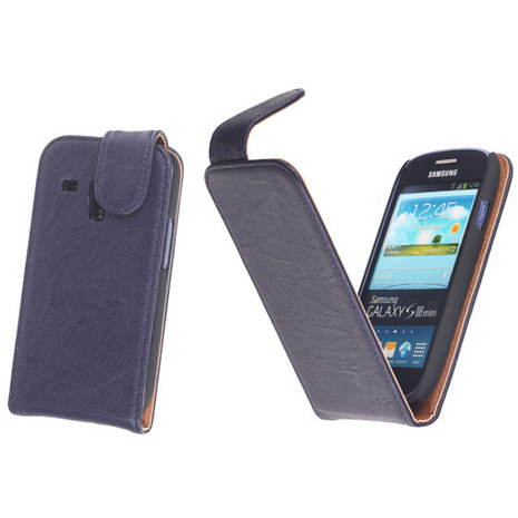 BestCases Navy Blue Kreukelleer Flipcase Samsung Galaxy S3 Mini i8190