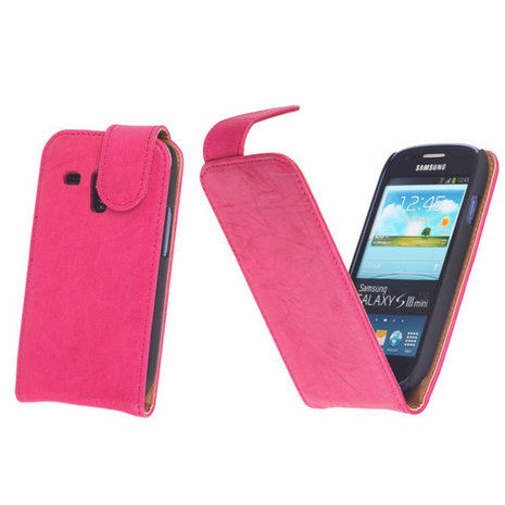 BestCases Fuchsia Kreukelleer Flipcase Samsung Galaxy S3 Mini i8190