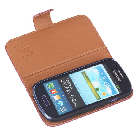 BestCases Lila Echt Leer Booktype Hoesje voor Samsung Galaxy S3 Mini i8190