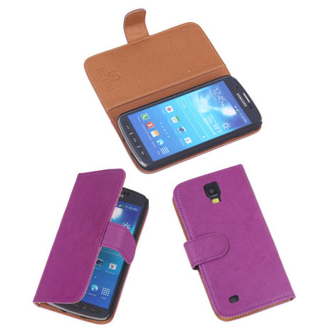 BestCases Lila Echt Leer Booktype Samsung Galaxy S4 Active i9295