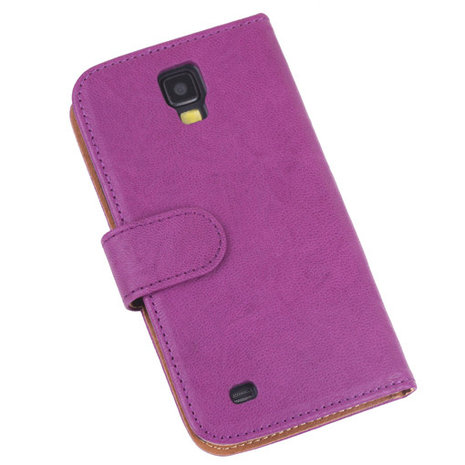 BestCases Lila Echt Leer Booktype Hoesje voor Samsung Galaxy S4 Active i9295