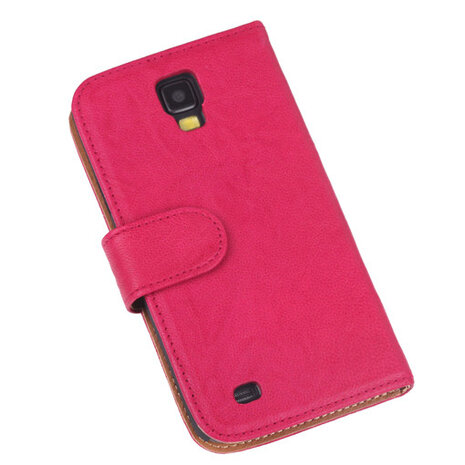 BestCases Fuchsia Echt Leer Booktype Hoesje voor Samsung Galaxy S4 Active i9295