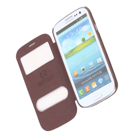 Bookcase Flip Cover VIEW Hoesje voor Samsung Galaxy S3 i9300 Bordeaux Rood