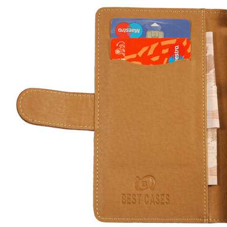 BestCases Bruin Luxe Echt Lederen Booktype Hoesje voor HTC One Mini M4