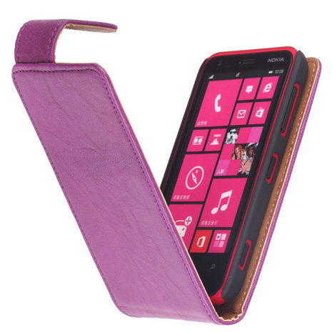 BestCases Lila Kreukelleer Flipcase Hoesje voor Nokia Lumia 620