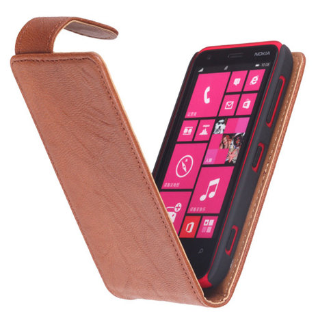 BestCases Bruin Kreukelleer Flipcase Hoesje voor Nokia Lumia 620