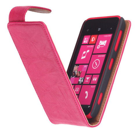 BestCases Fuchsia Kreukelleer Flipcase Hoesje voor Nokia Lumia 620