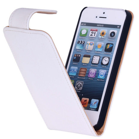 Bestcases Vintage Creme Flipcase Hoesje voor Apple iPhone 5 5S