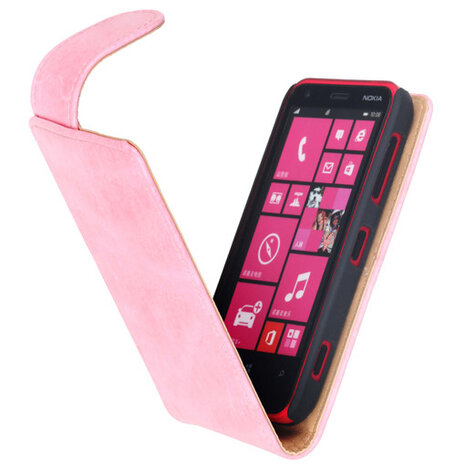 Bestcases Vintage Light Pink Flipcase Hoesje voor Nokia Lumia 620