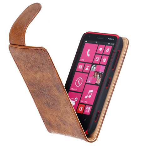 Bestcases Vintage Bruin Flipcase Hoesje voor Nokia Lumia 620