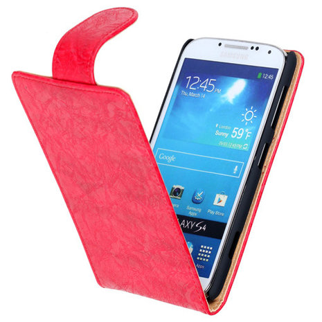 Bestcases Vintage Rood Flipcase Hoesje voor Samsung Galaxy S4 i9500