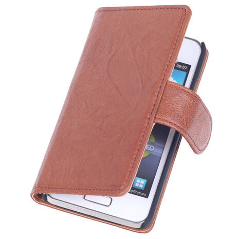 BestCases Bruin Echt Leer Booktype Hoesje voor Samsung Galaxy S Advance i9070