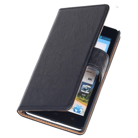 BestCases Navy Blue Luxe Echt Lederen Booktype Hoesje voor Sony Xperia Z1