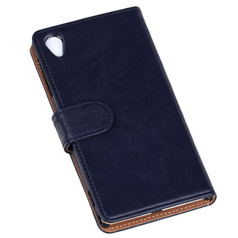 BestCases Zwart Luxe Echt Lederen Booktype Hoesje voor Sony Xperia Z1