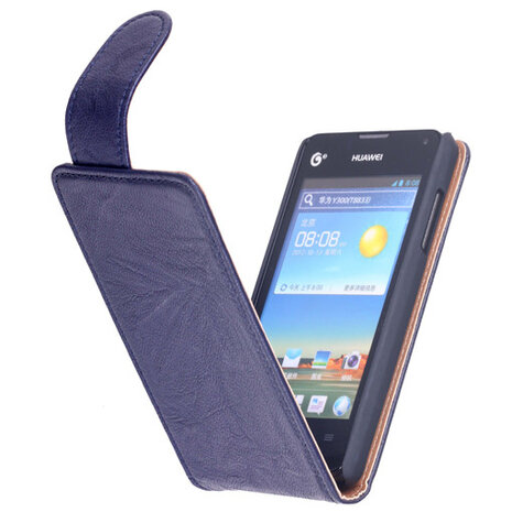 BestCases Navy Blue Kreukelleer Flipcase Hoesje voor Huawei Ascend Y300