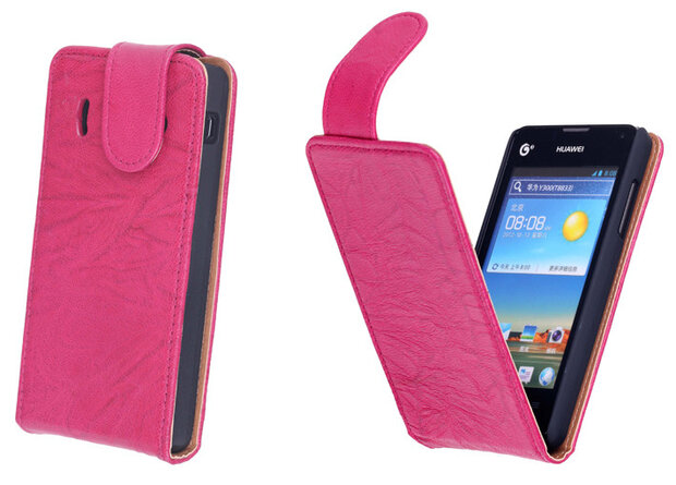 BestCases Fuchsia Kreukelleer Flipcase Huawei Ascend Y300