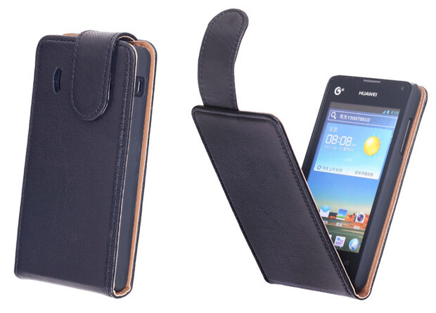 BestCases Zwart Kreukelleer Flipcase Huawei Ascend Y300