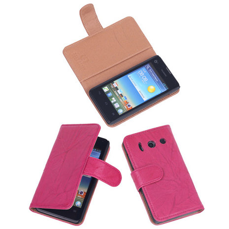 BestCases Fuchsia Luxe Echt Lederen Booktype Hoesje Huawei Ascend Y300