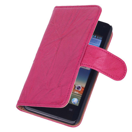 BestCases Fuchsia Luxe Echt Lederen Booktype Hoesje voor Huawei Ascend Y300