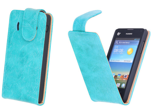 Eco-Leather Flipcase Hoesje Huawei Ascend Y300 Turquoise    