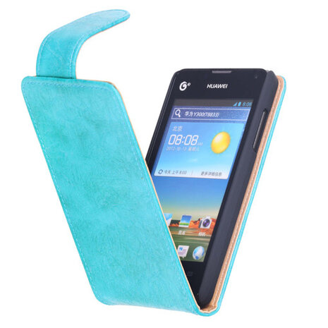 Eco-Leather Flipcase Hoesje voor Huawei Ascend Y300 Turquoise