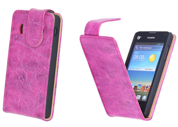 Eco-Leather Flipcase Hoesje Huawei Ascend Y300 Pink   
