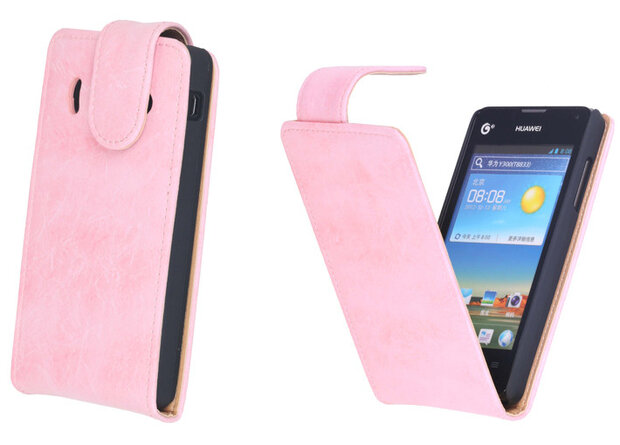 Eco-Leather Flipcase Hoesje Huawei Ascend Y300 Light Pink   