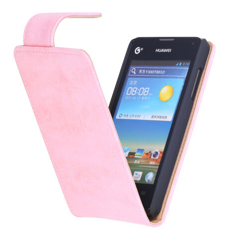 Eco-Leather Flipcase Hoesje voor Huawei Ascend Y300 Light Pink