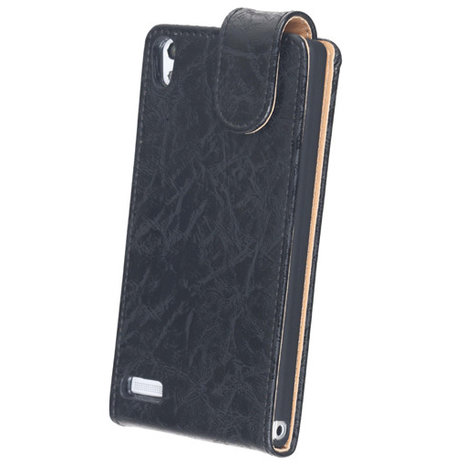 Eco-Leather Flipcase Hoesje voor Huawei Ascend P6 Zwart