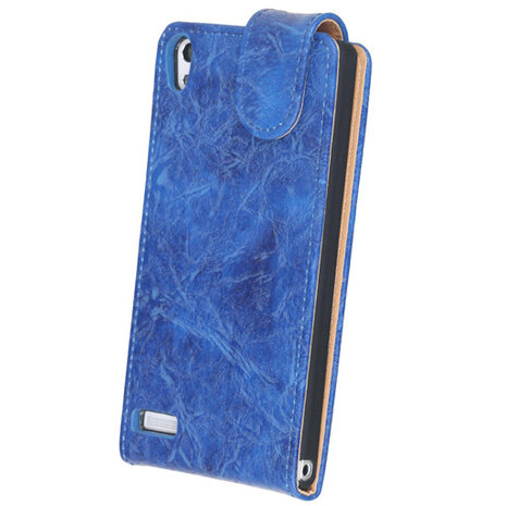 Eco-Leather Flipcase Hoesje voor Huawei Ascend P6 Blauw