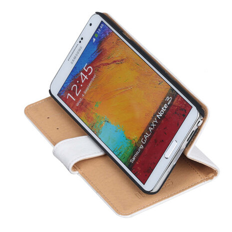 Bestcases Vintage Creme Book Cover Hoesje voor Samsung Galaxy Note 3