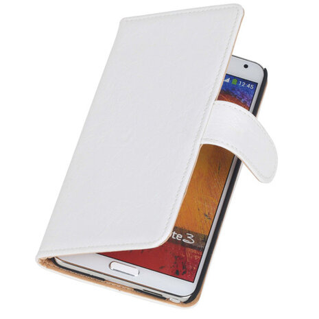 Bestcases Vintage Creme Book Cover Hoesje voor Samsung Galaxy Note 3