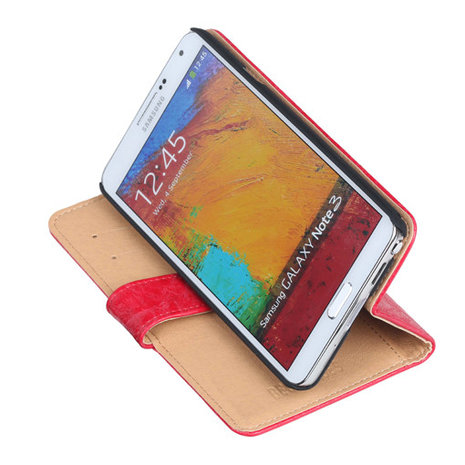 Bestcases Vintage Rood Book Cover Hoesje voor Samsung Galaxy Note 3