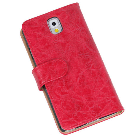 Bestcases Vintage Rood Book Cover Hoesje voor Samsung Galaxy Note 3