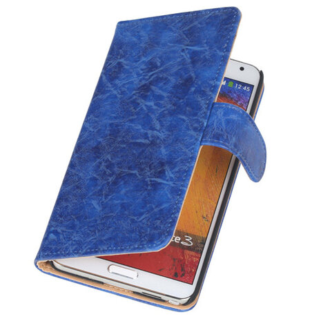 Bestcases Vintage Blauw Book Cover Hoesje voor Samsung Galaxy Note 3