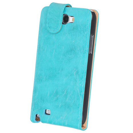 Bestcases Vintage Turquoise Flipcase Hoesje voor Samsung Galaxy Note 2 N7100