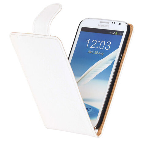 Bestcases Vintage Creme Flipcase Hoesje voor Samsung Galaxy Note 2 N7100