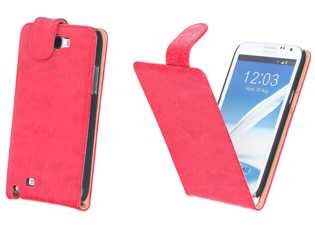 Bestcases Vintage Rood Flipcase Samsung Galaxy Note 2 N7100