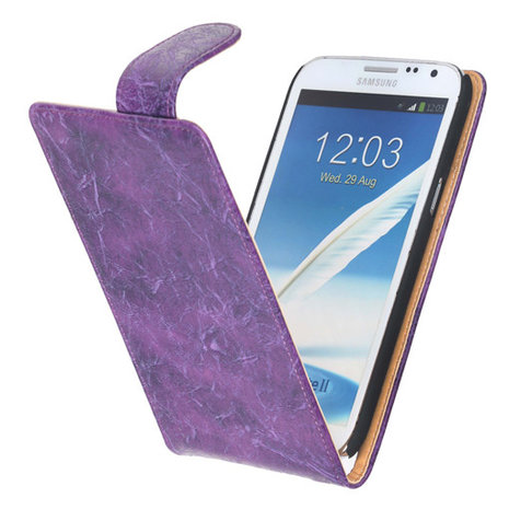 Bestcases Vintage Lila Flipcase Hoesje voor Samsung Galaxy Note 2 N7100