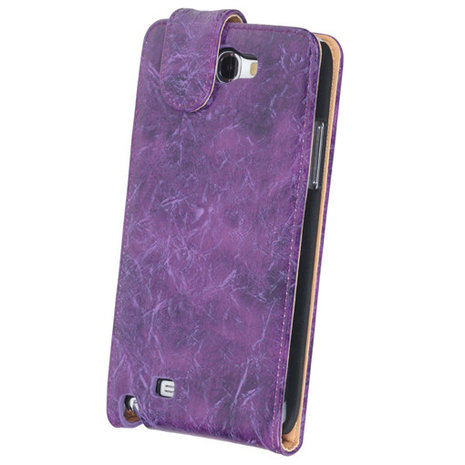 Bestcases Vintage Lila Flipcase Hoesje voor Samsung Galaxy Note 2 N7100