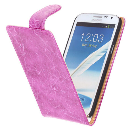 Bestcases Vintage Pink Flipcase Hoesje voor Samsung Galaxy Note 2 N7100