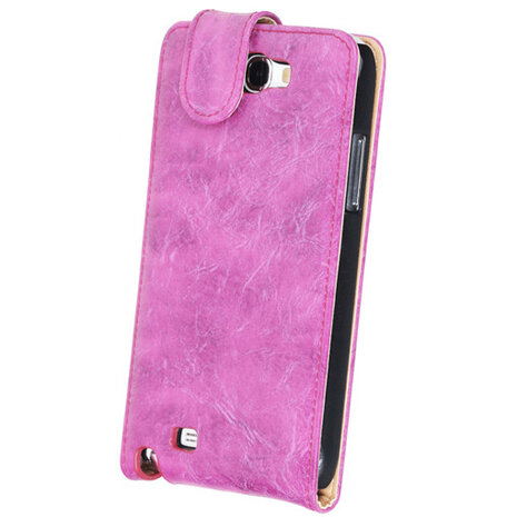 Bestcases Vintage Pink Flipcase Hoesje voor Samsung Galaxy Note 2 N7100