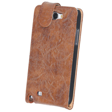 Bestcases Vintage Bruin Flipcase Hoesje voor Samsung Galaxy Note 2 N7100