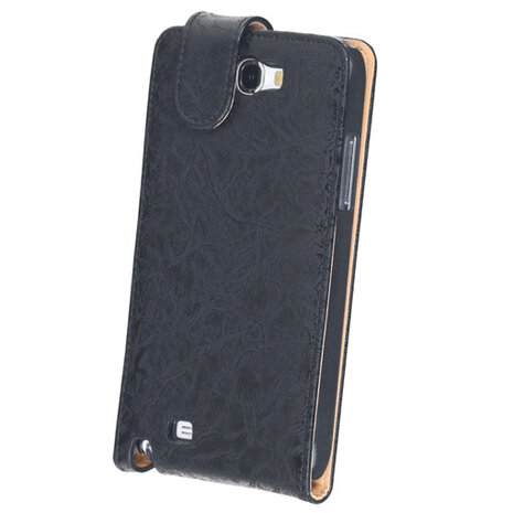 Bestcases Vintage Zwart Flipcase Hoesje voor Samsung Galaxy Note 2 N7100