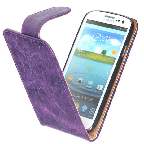 Bestcases Vintage Lila Flipcase Hoesje voor Samsung Galaxy S3 i9300