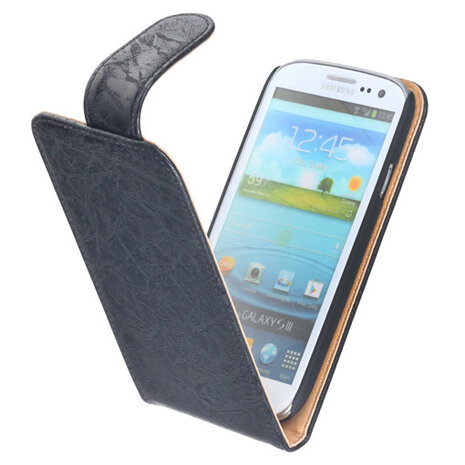 Bestcases Vintage Zwart Flipcase Hoesje voor Samsung Galaxy S3 i9300