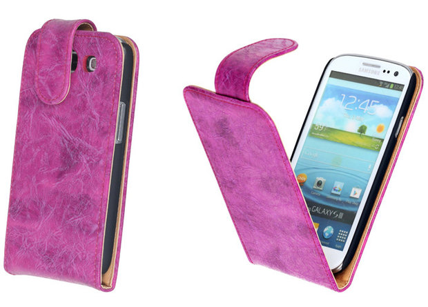 Bestcases Vintage Pink Flipcase Hoesje Samsung Galaxy S3 i9300    