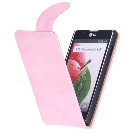 Bestcases Vintage Light Pink Flipcase Hoesje voor LG Optimus L7 2 P710